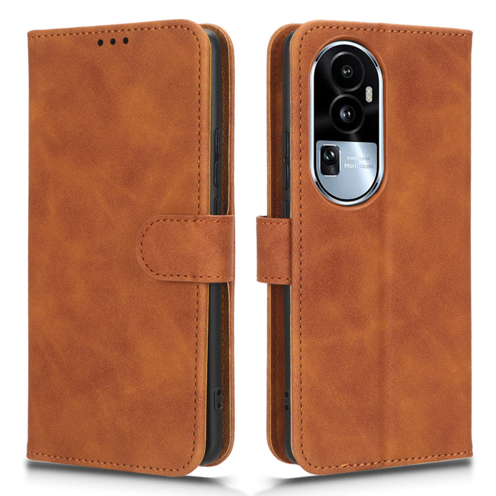 For Oppo Reno10 Pro+ 5G Skin-touch PU Leather Wallet Cover Flip Stand Anti-drop Phone Case