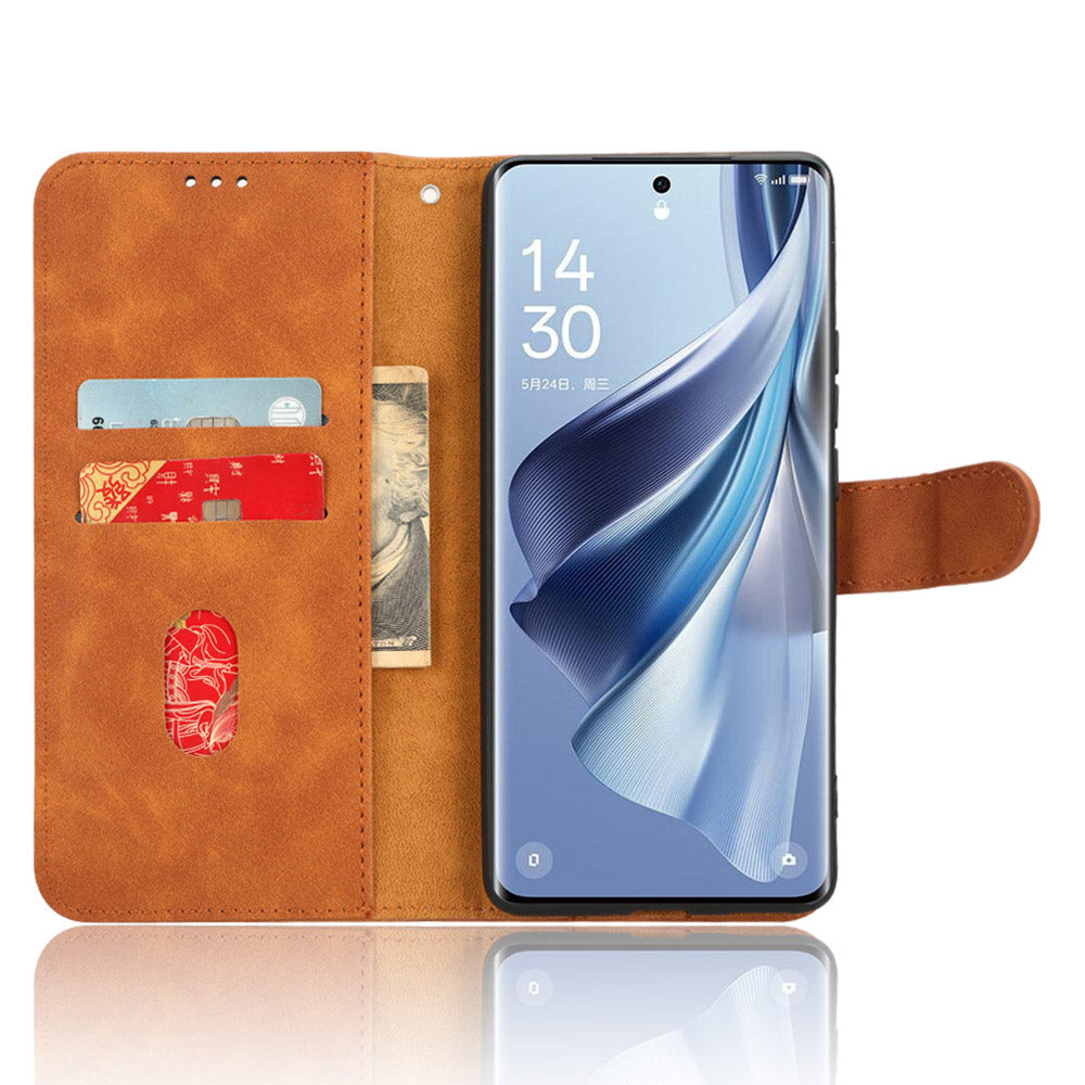 For Oppo Reno10 Pro+ 5G Skin-touch PU Leather Wallet Cover Flip Stand Anti-drop Phone Case
