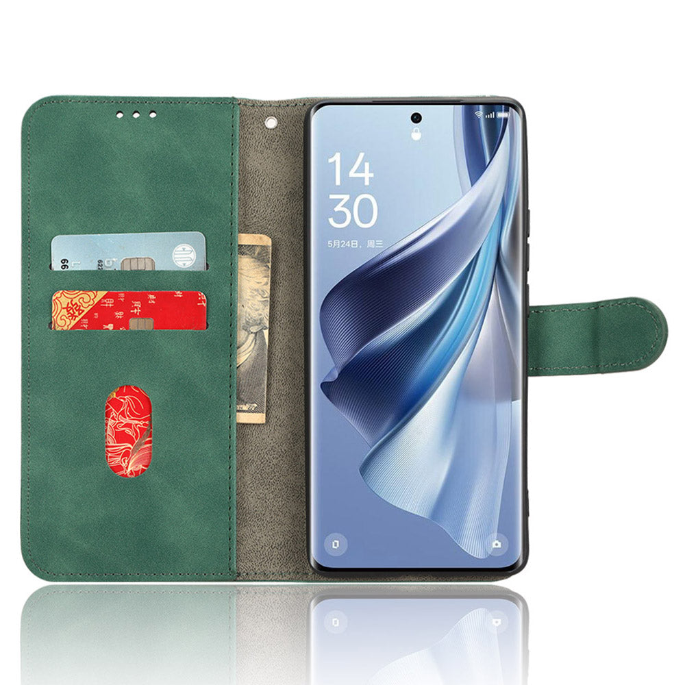For Oppo Reno10 Pro+ 5G Skin-touch PU Leather Wallet Cover Flip Stand Anti-drop Phone Case