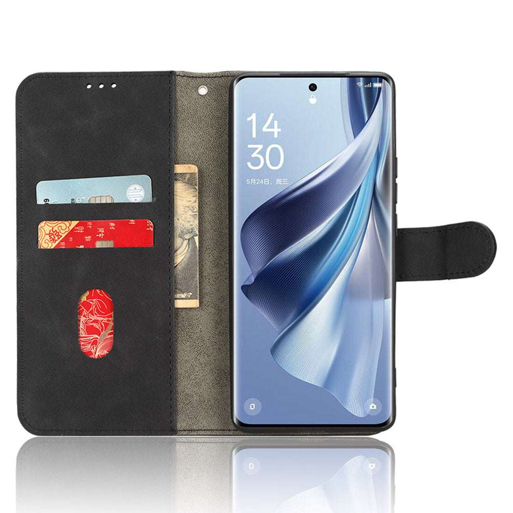 For Oppo Reno10 Pro+ 5G Skin-touch PU Leather Wallet Cover Flip Stand Anti-drop Phone Case