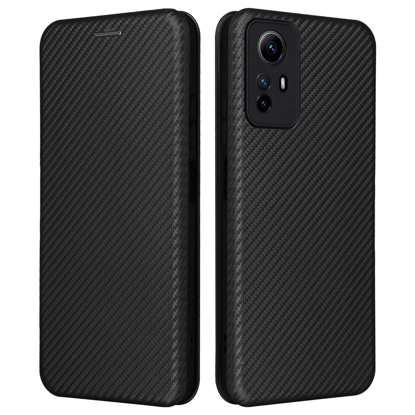 For Xiaomi Redmi Note 12S 4G Card Holder Leather Phone Case Carbon Fiber Texture Stand Cover
