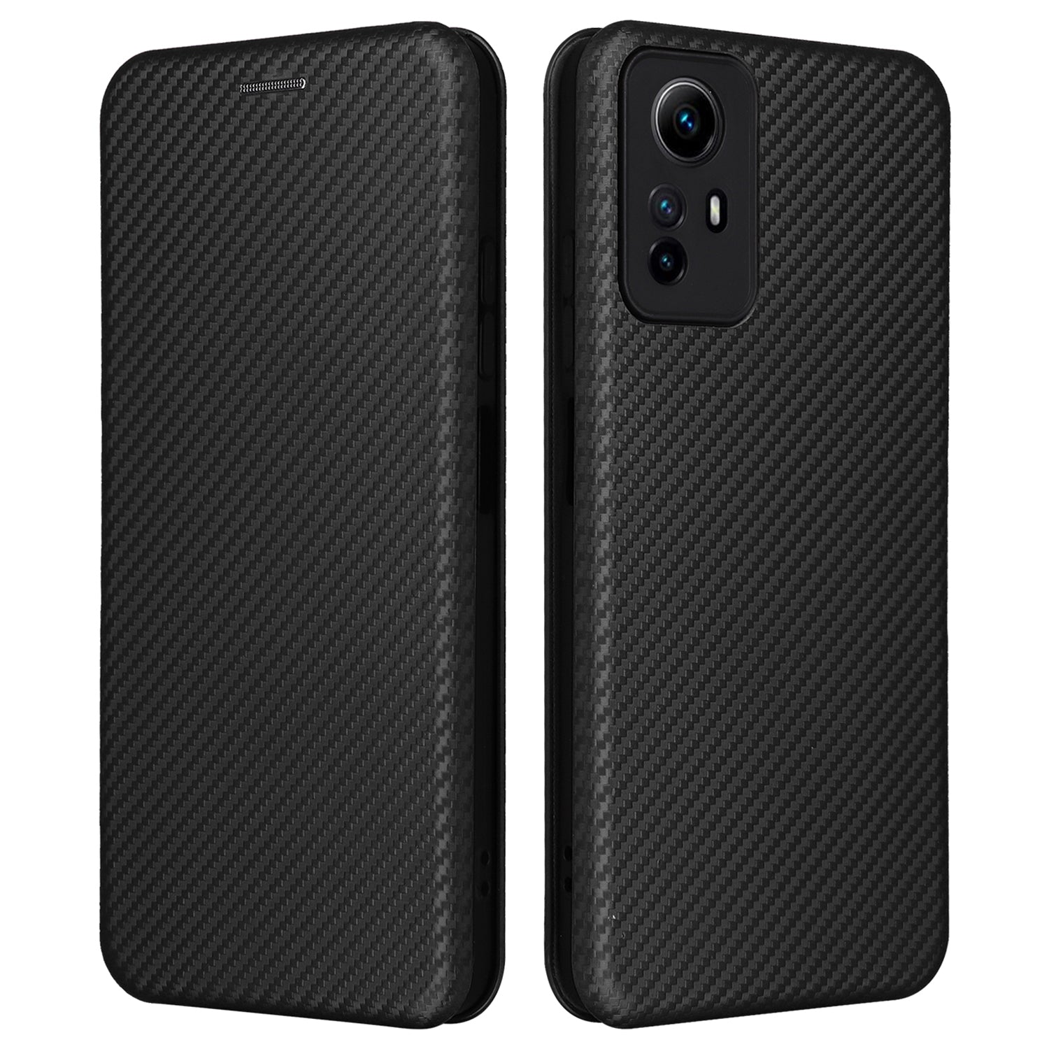 For Xiaomi Redmi Note 12S 4G Card Holder Leather Phone Case Carbon Fiber Texture Stand Cover