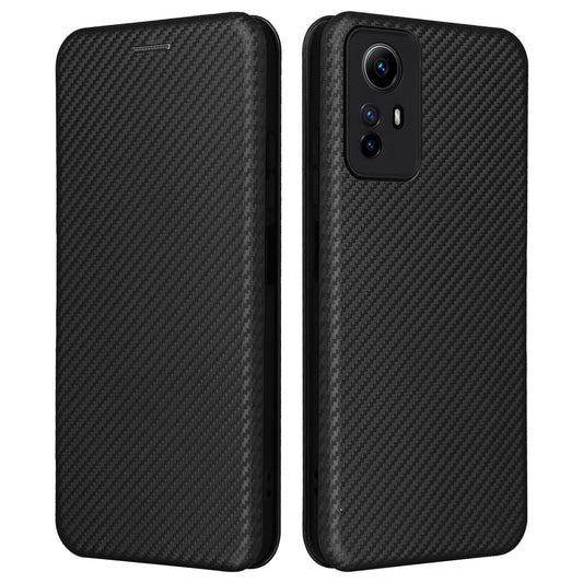 For Xiaomi Redmi Note 12S 4G Card Holder Leather Phone Case Carbon Fiber Texture Stand Cover