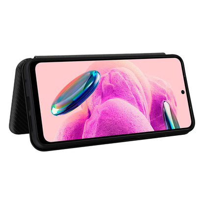 For Xiaomi Redmi Note 12S 4G Card Holder Leather Phone Case Carbon Fiber Texture Stand Cover