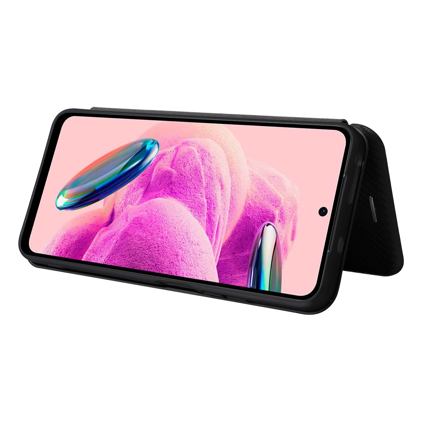 For Xiaomi Redmi Note 12S 4G Card Holder Leather Phone Case Carbon Fiber Texture Stand Cover