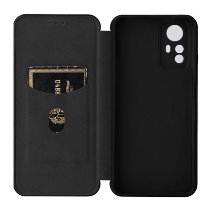 For Xiaomi Redmi Note 12S 4G Card Holder Leather Phone Case Carbon Fiber Texture Stand Cover