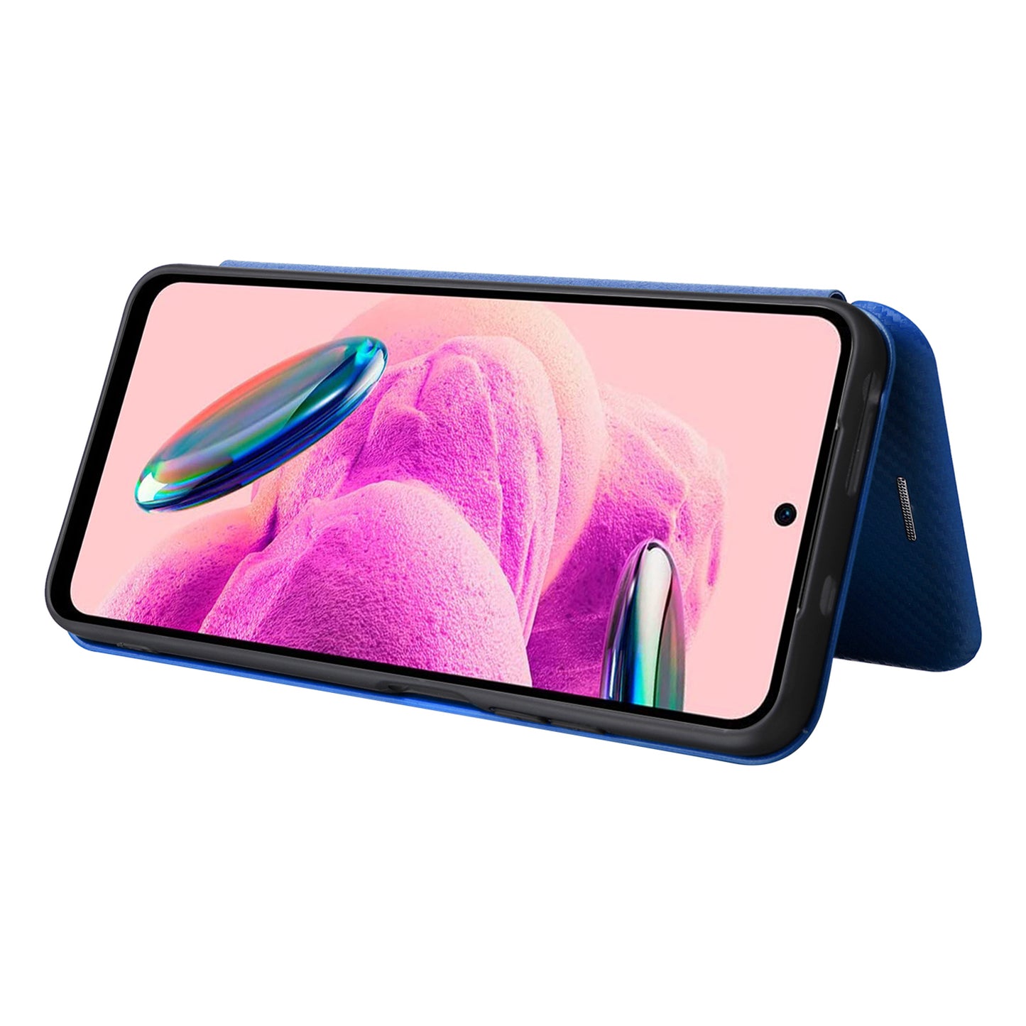 For Xiaomi Redmi Note 12S 4G Card Holder Leather Phone Case Carbon Fiber Texture Stand Cover