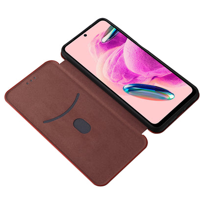 For Xiaomi Redmi Note 12S 4G Card Holder Leather Phone Case Carbon Fiber Texture Stand Cover