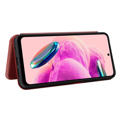 For Xiaomi Redmi Note 12S 4G Card Holder Leather Phone Case Carbon Fiber Texture Stand Cover