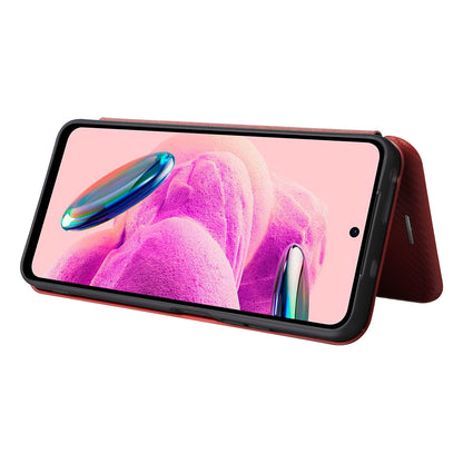 For Xiaomi Redmi Note 12S 4G Card Holder Leather Phone Case Carbon Fiber Texture Stand Cover