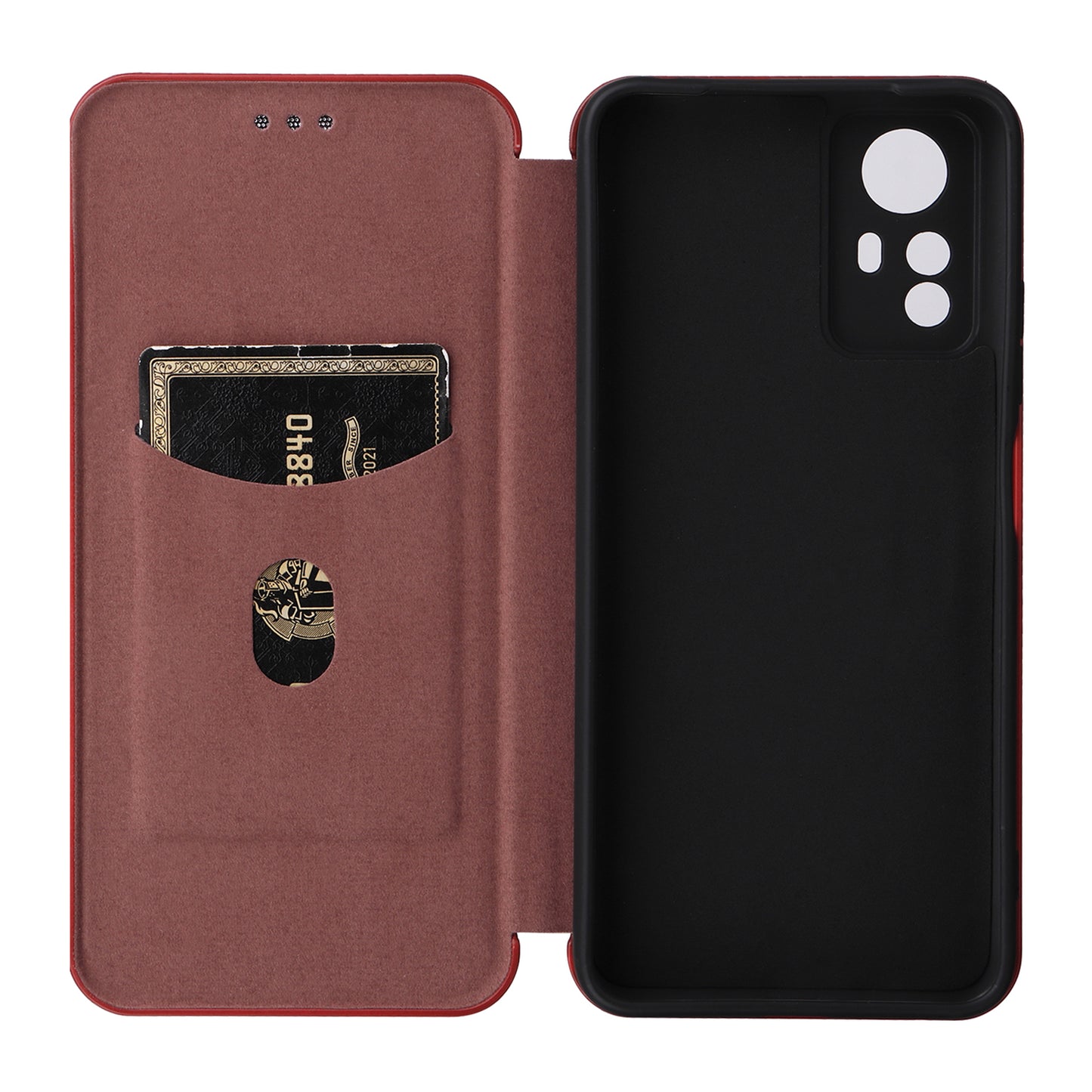For Xiaomi Redmi Note 12S 4G Card Holder Leather Phone Case Carbon Fiber Texture Stand Cover