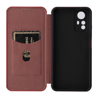 For Xiaomi Redmi Note 12S 4G Card Holder Leather Phone Case Carbon Fiber Texture Stand Cover