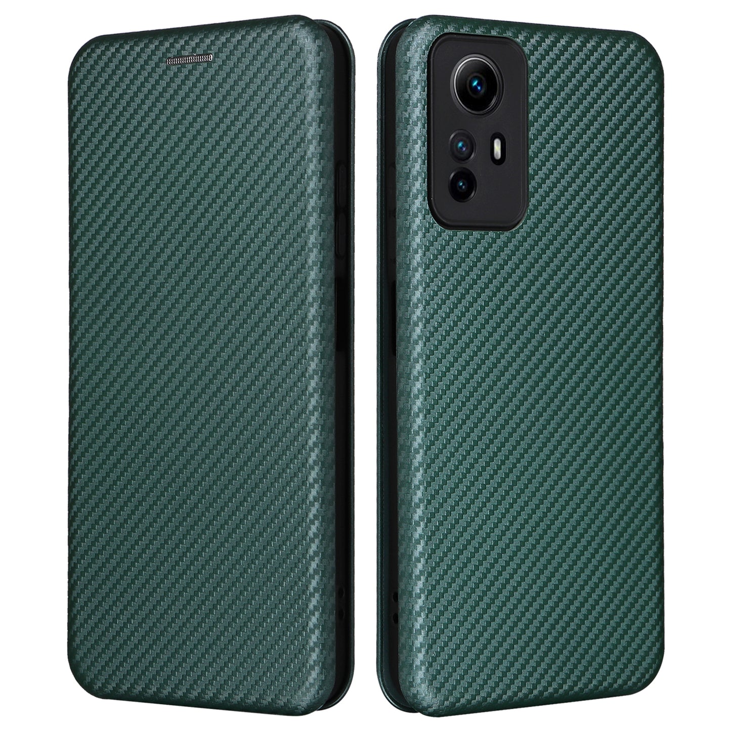 For Xiaomi Redmi Note 12S 4G Card Holder Leather Phone Case Carbon Fiber Texture Stand Cover