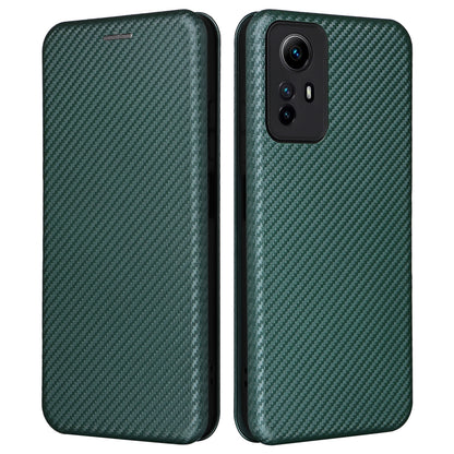 For Xiaomi Redmi Note 12S 4G Card Holder Leather Phone Case Carbon Fiber Texture Stand Cover