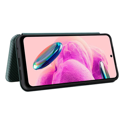 For Xiaomi Redmi Note 12S 4G Card Holder Leather Phone Case Carbon Fiber Texture Stand Cover