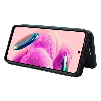 For Xiaomi Redmi Note 12S 4G Card Holder Leather Phone Case Carbon Fiber Texture Stand Cover