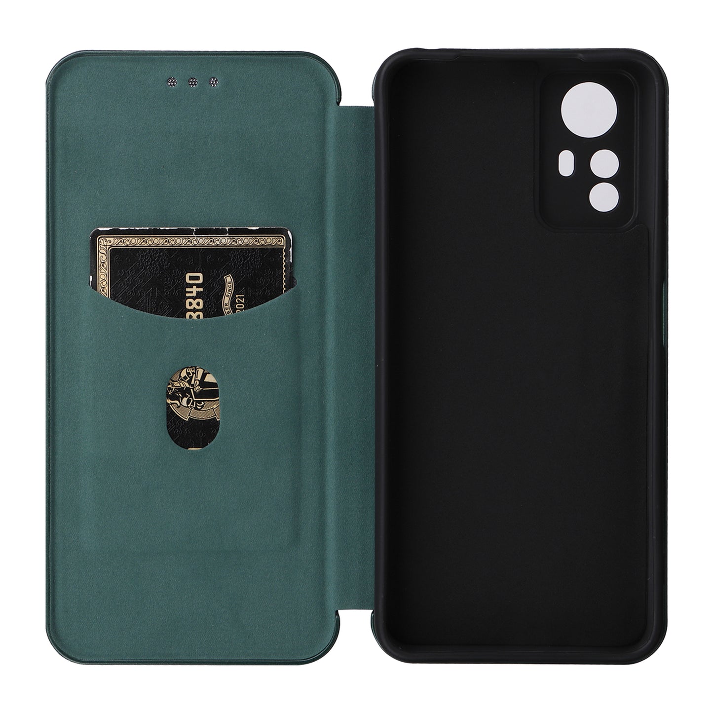 For Xiaomi Redmi Note 12S 4G Card Holder Leather Phone Case Carbon Fiber Texture Stand Cover