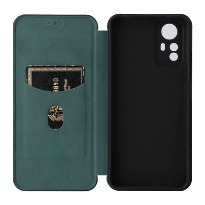 For Xiaomi Redmi Note 12S 4G Card Holder Leather Phone Case Carbon Fiber Texture Stand Cover
