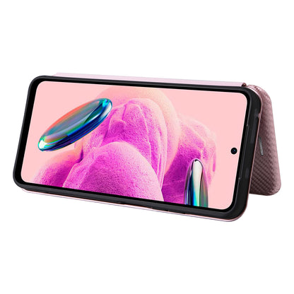 For Xiaomi Redmi Note 12S 4G Card Holder Leather Phone Case Carbon Fiber Texture Stand Cover