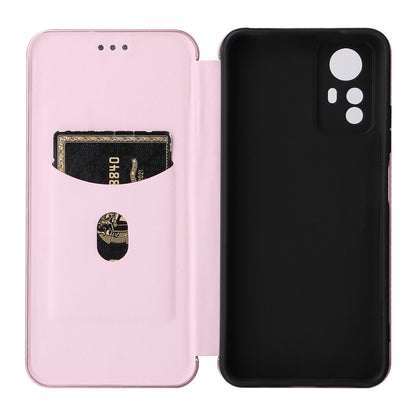 For Xiaomi Redmi Note 12S 4G Card Holder Leather Phone Case Carbon Fiber Texture Stand Cover