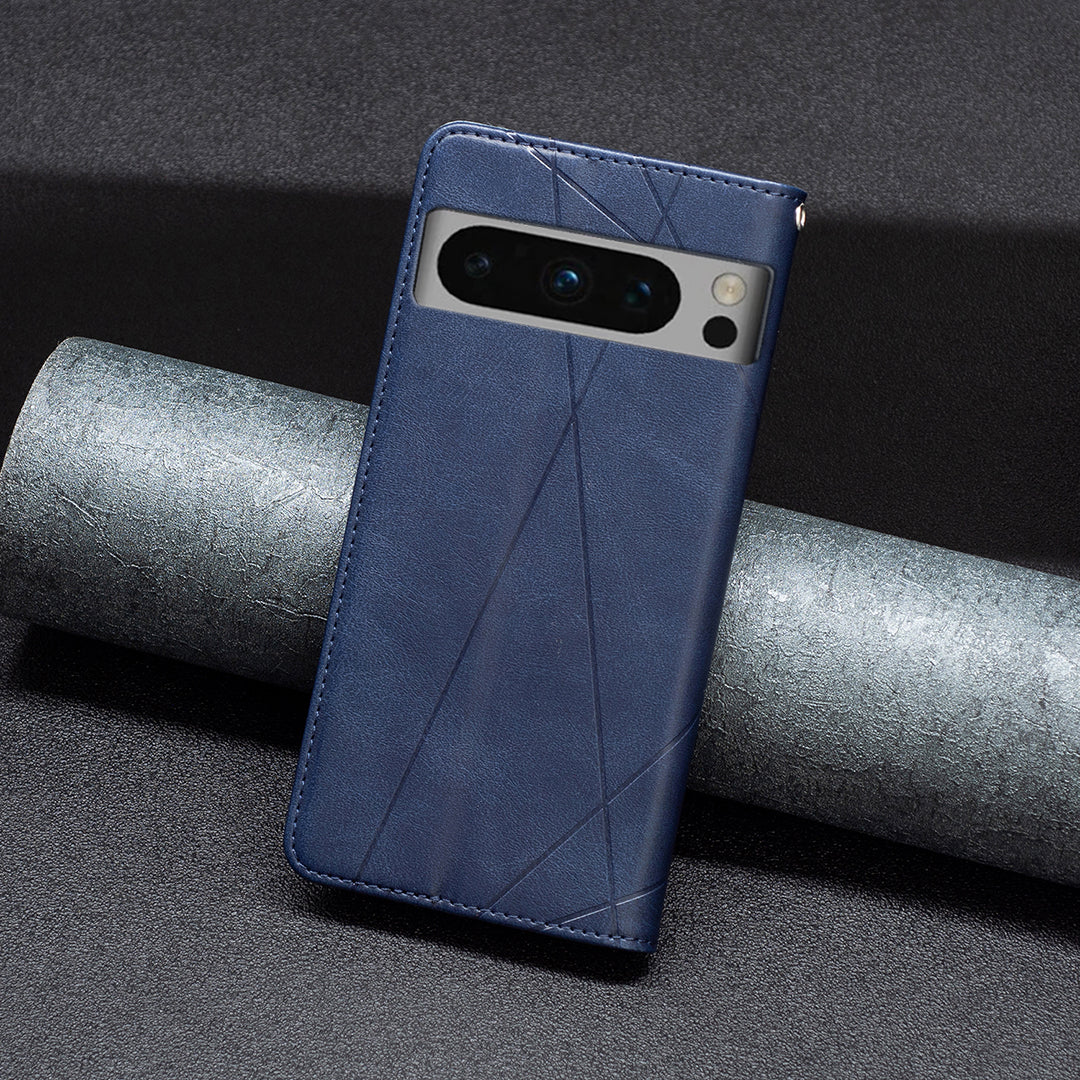 For Google Pixel 8 Pro Imprinted Line Phone Case Stand Leather Card Holder Phone Cover