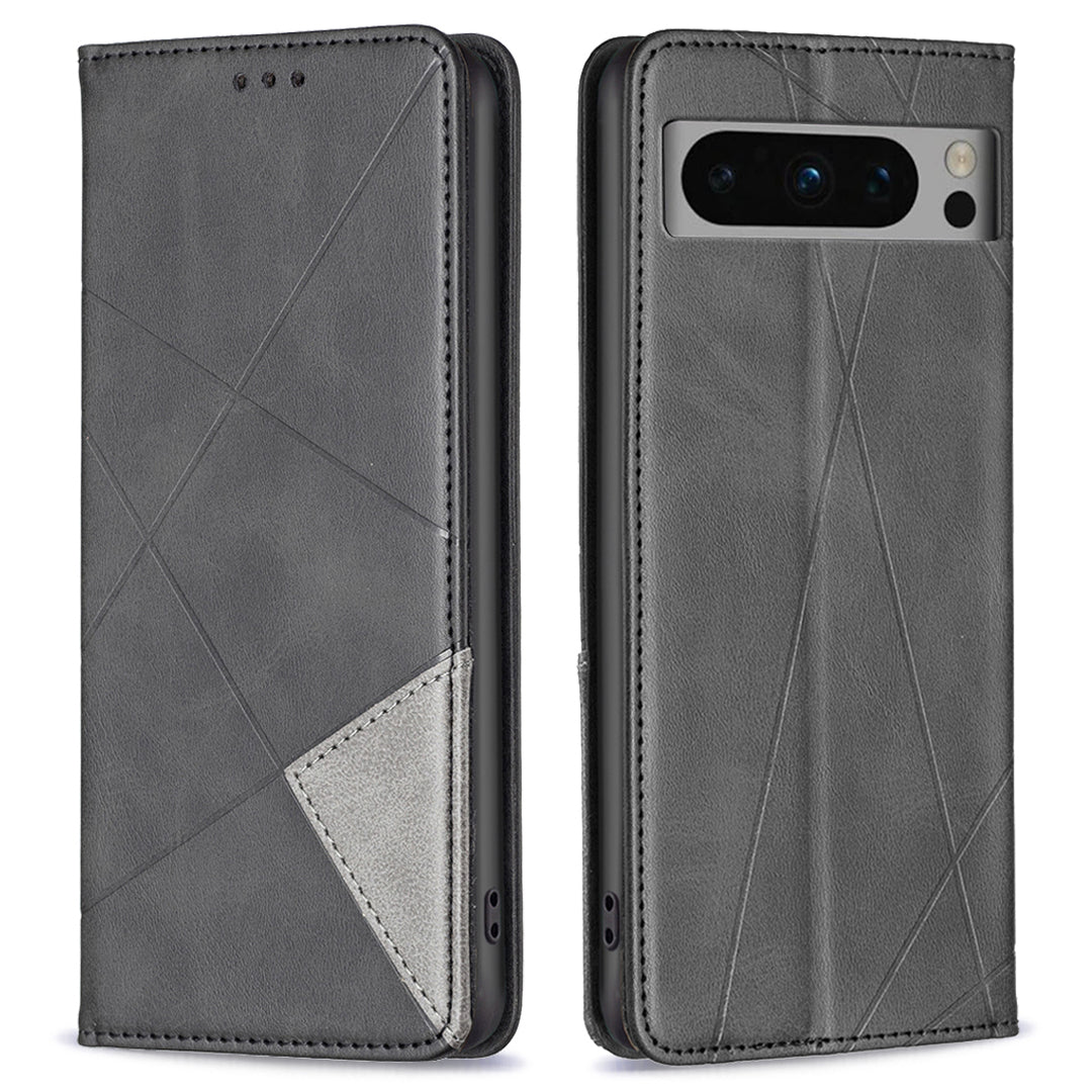 For Google Pixel 8 Pro Imprinted Line Phone Case Stand Leather Card Holder Phone Cover