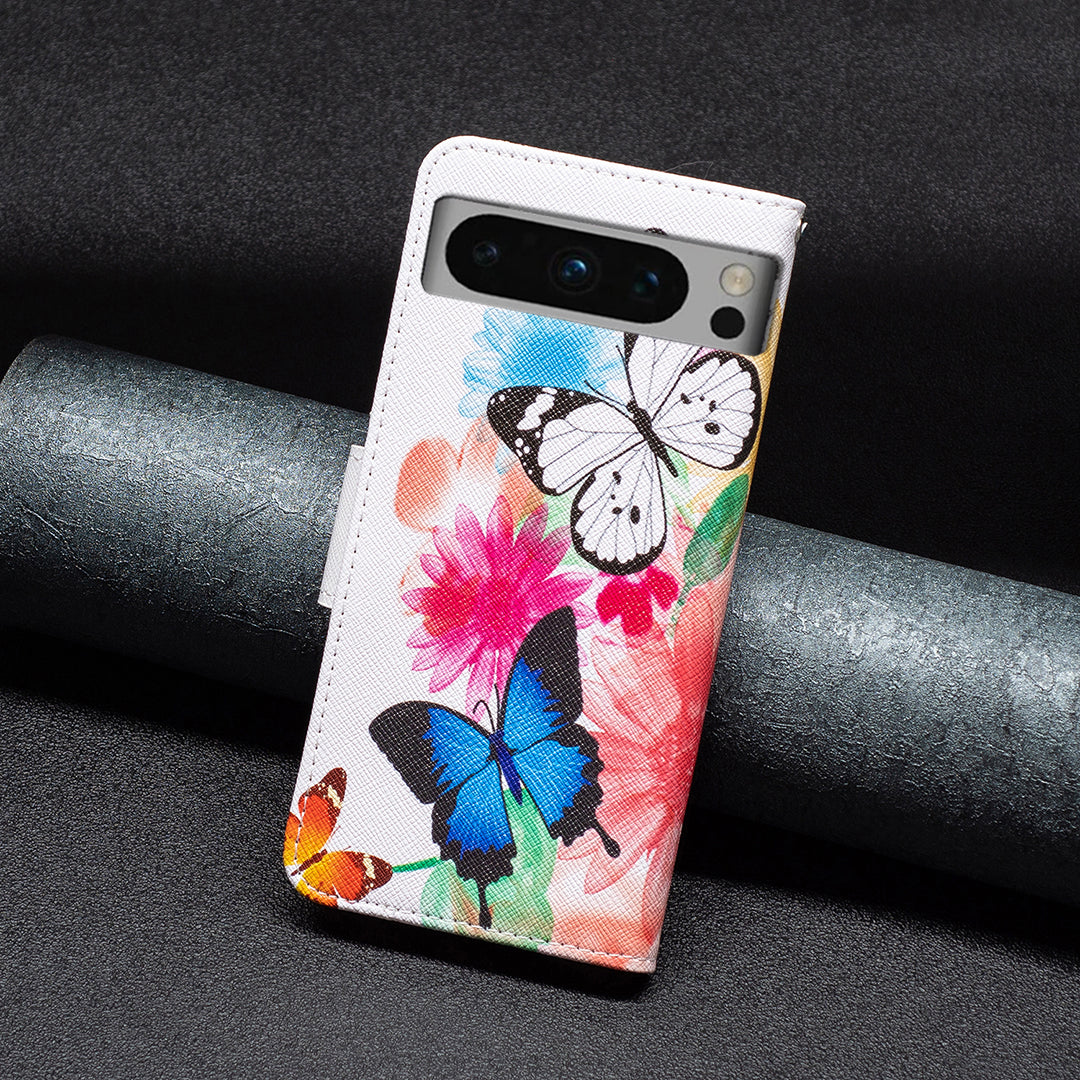 For Google Pixel 8 Pro Flip Stand Phone Case Pattern Printing PU Leather Wallet Cover