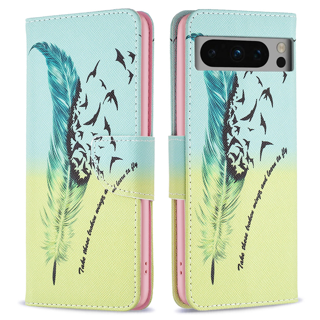 For Google Pixel 8 Pro Flip Stand Phone Case Pattern Printing PU Leather Wallet Cover