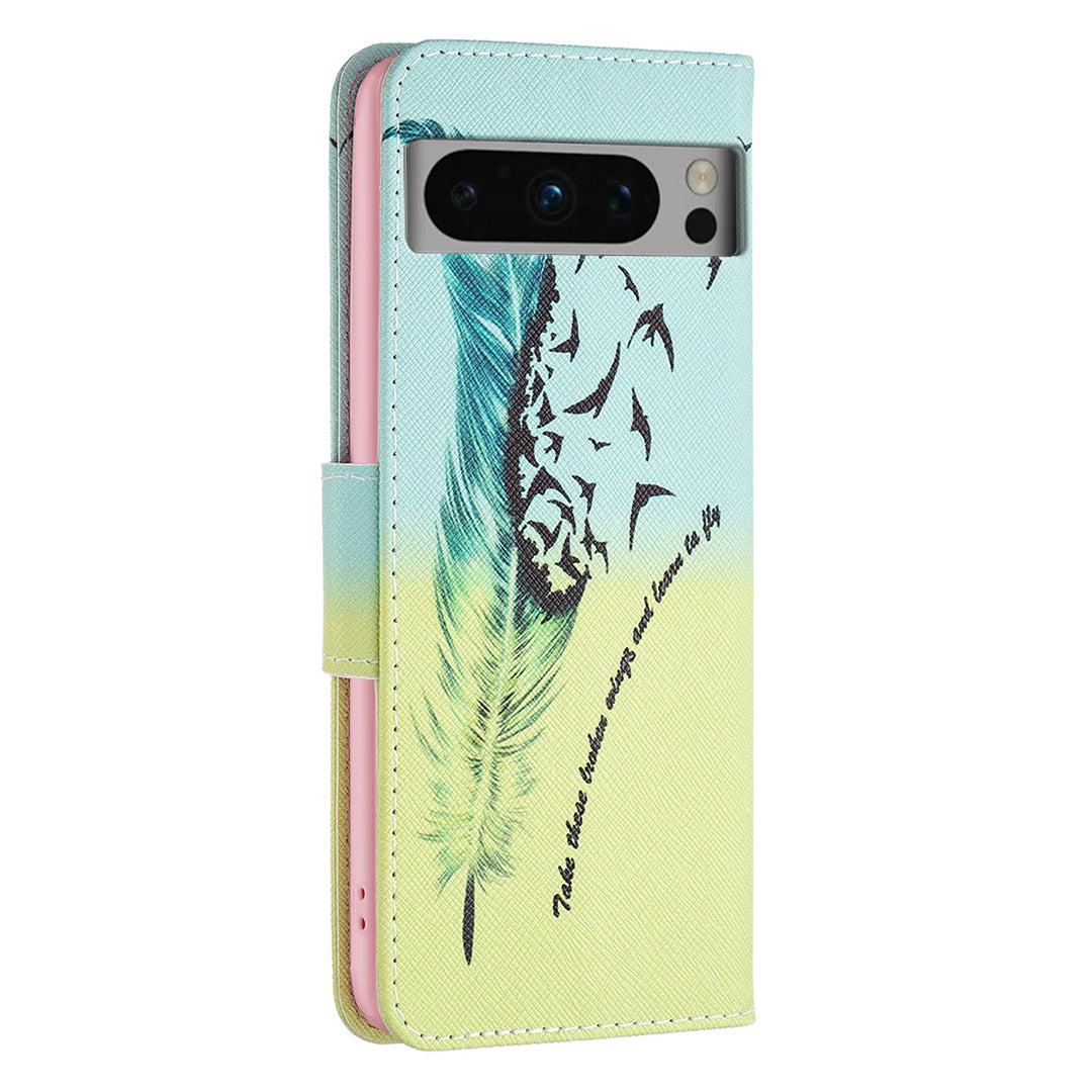 For Google Pixel 8 Pro Flip Stand Phone Case Pattern Printing PU Leather Wallet Cover