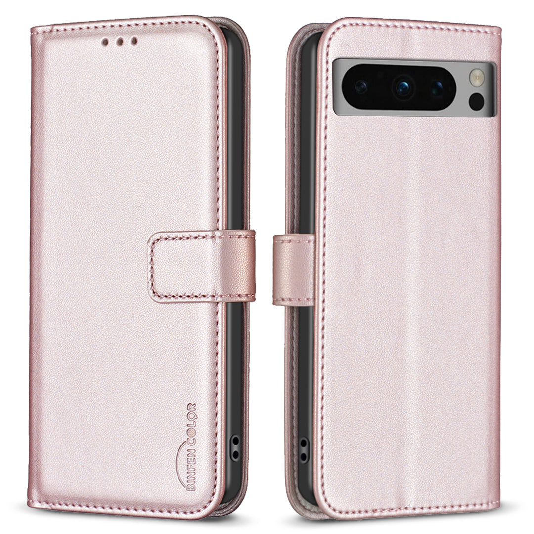 BINFEN COLOR BF17 For Google Pixel 8 Pro TPU+PU Leather Cover Wallet Magnetic Cell Phone Stand Case