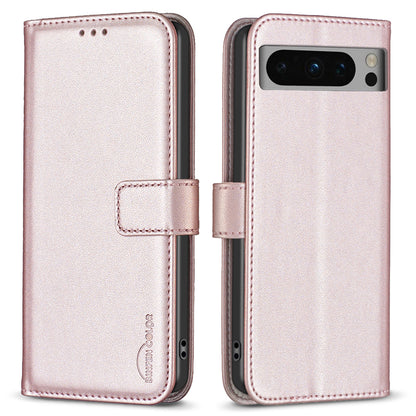 BINFEN COLOR BF17 For Google Pixel 8 Pro TPU+PU Leather Cover Wallet Magnetic Cell Phone Stand Case