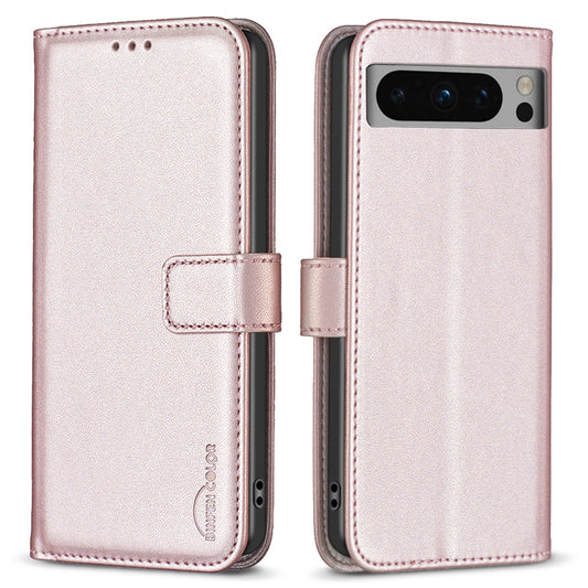 BINFEN COLOR BF17 For Google Pixel 8 Pro TPU+PU Leather Cover Wallet Magnetic Cell Phone Stand Case