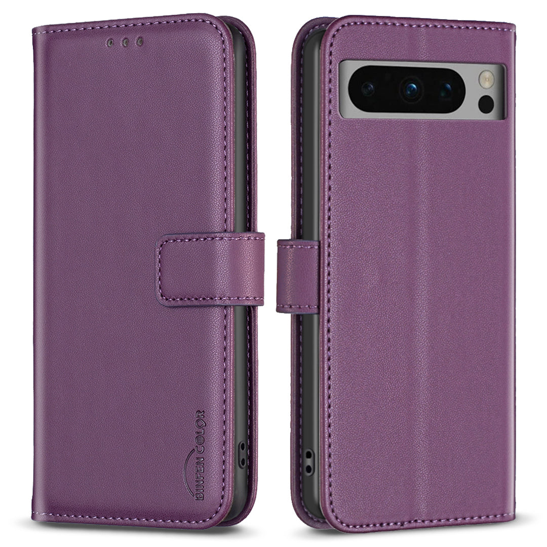 BINFEN COLOR BF17 For Google Pixel 8 Pro TPU+PU Leather Cover Wallet Magnetic Cell Phone Stand Case