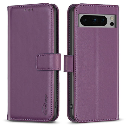 BINFEN COLOR BF17 For Google Pixel 8 Pro TPU+PU Leather Cover Wallet Magnetic Cell Phone Stand Case