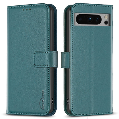 BINFEN COLOR BF17 For Google Pixel 8 Pro TPU+PU Leather Cover Wallet Magnetic Cell Phone Stand Case