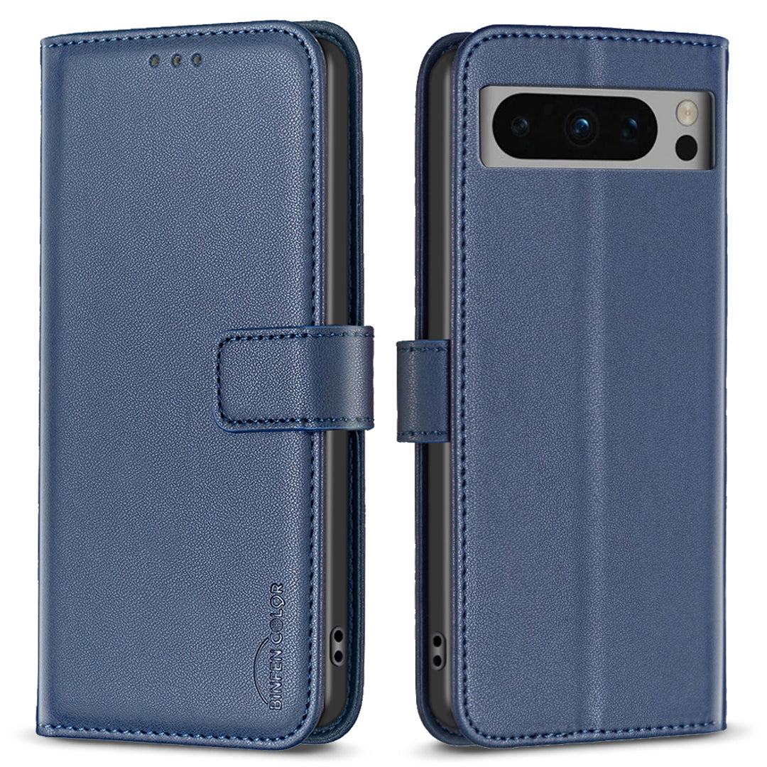 BINFEN COLOR BF17 For Google Pixel 8 Pro TPU+PU Leather Cover Wallet Magnetic Cell Phone Stand Case