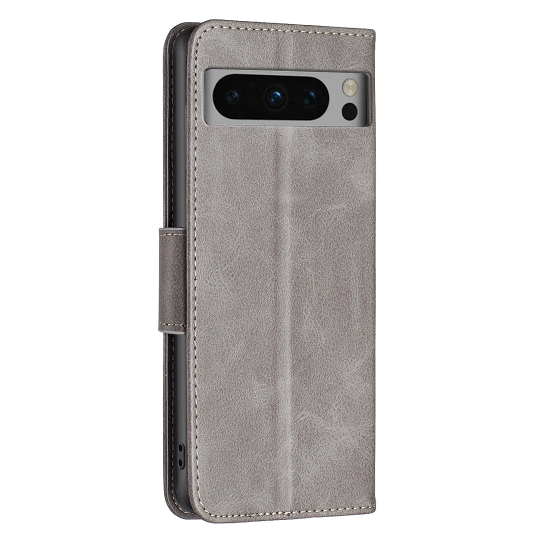 PU Leather Phone Cover For Google Pixel 8 Pro , Stand Phone Case Solid Color Wallet Textured Drop-proof Shell