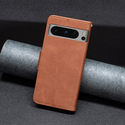 PU Leather Phone Cover For Google Pixel 8 Pro , Stand Phone Case Solid Color Wallet Textured Drop-proof Shell