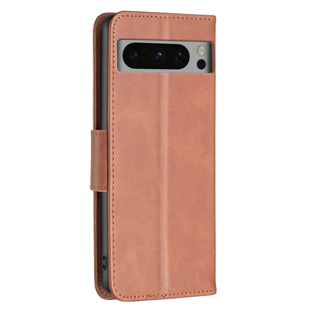 PU Leather Phone Cover For Google Pixel 8 Pro , Stand Phone Case Solid Color Wallet Textured Drop-proof Shell