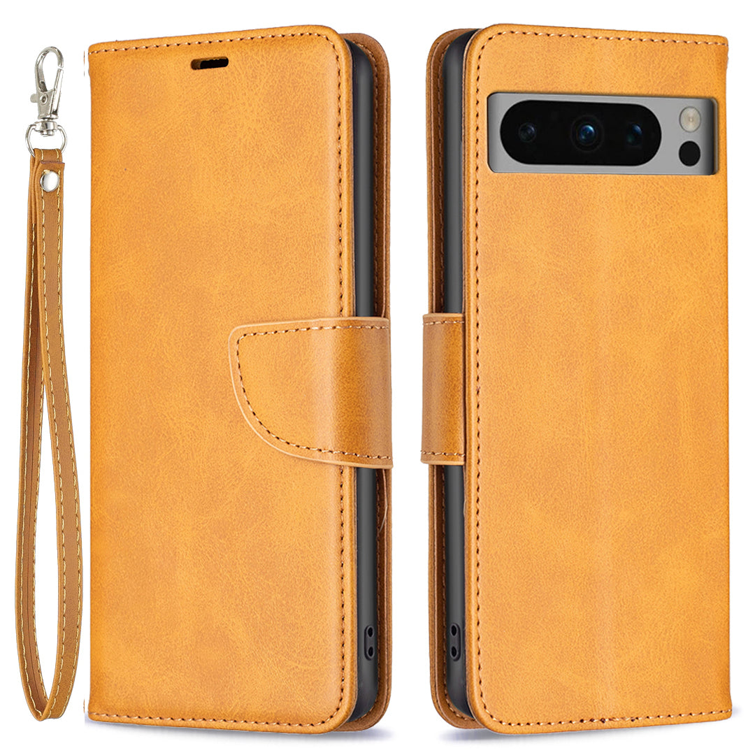 PU Leather Phone Cover For Google Pixel 8 Pro , Stand Phone Case Solid Color Wallet Textured Drop-proof Shell