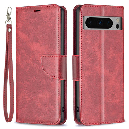 PU Leather Phone Cover For Google Pixel 8 Pro , Stand Phone Case Solid Color Wallet Textured Drop-proof Shell