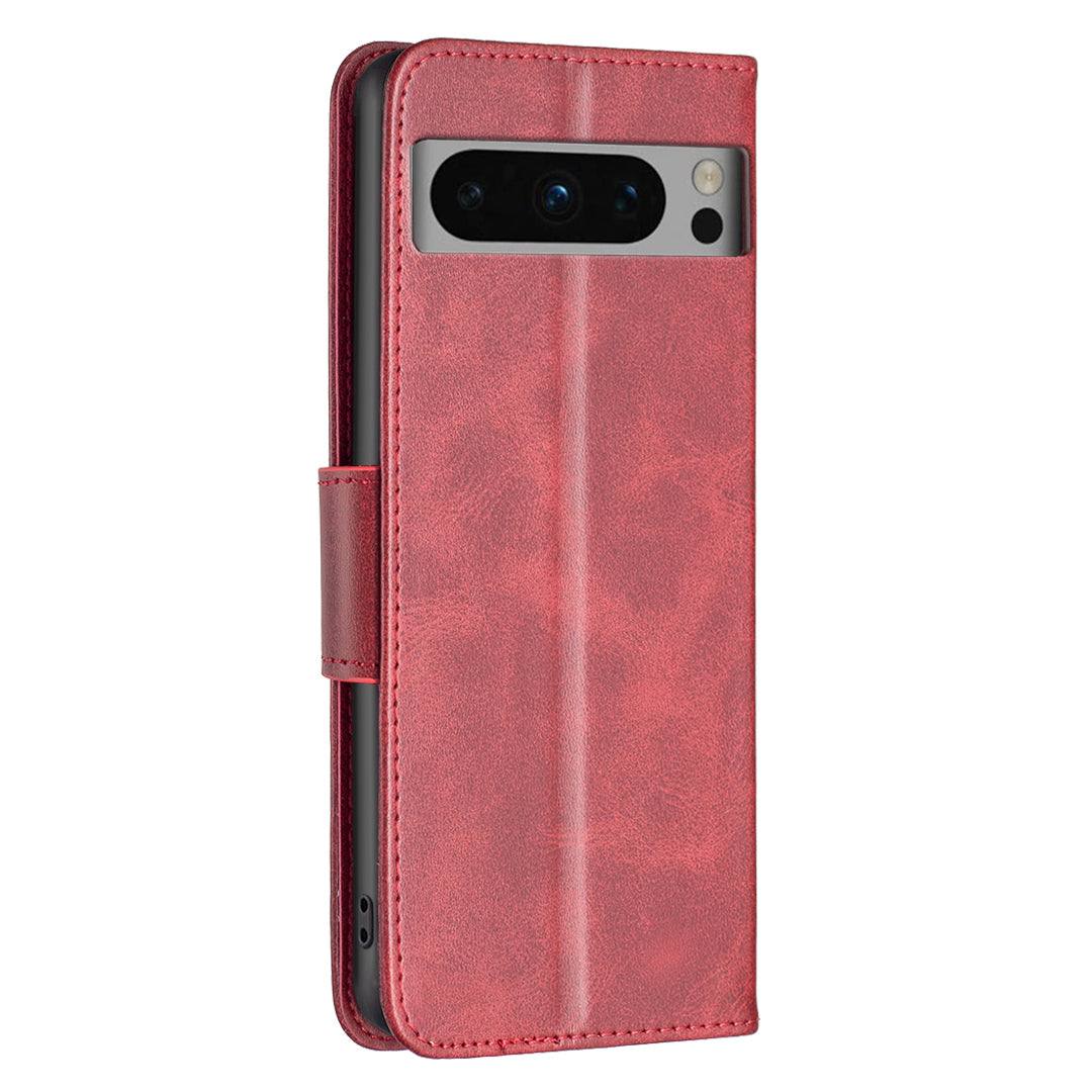 PU Leather Phone Cover For Google Pixel 8 Pro , Stand Phone Case Solid Color Wallet Textured Drop-proof Shell