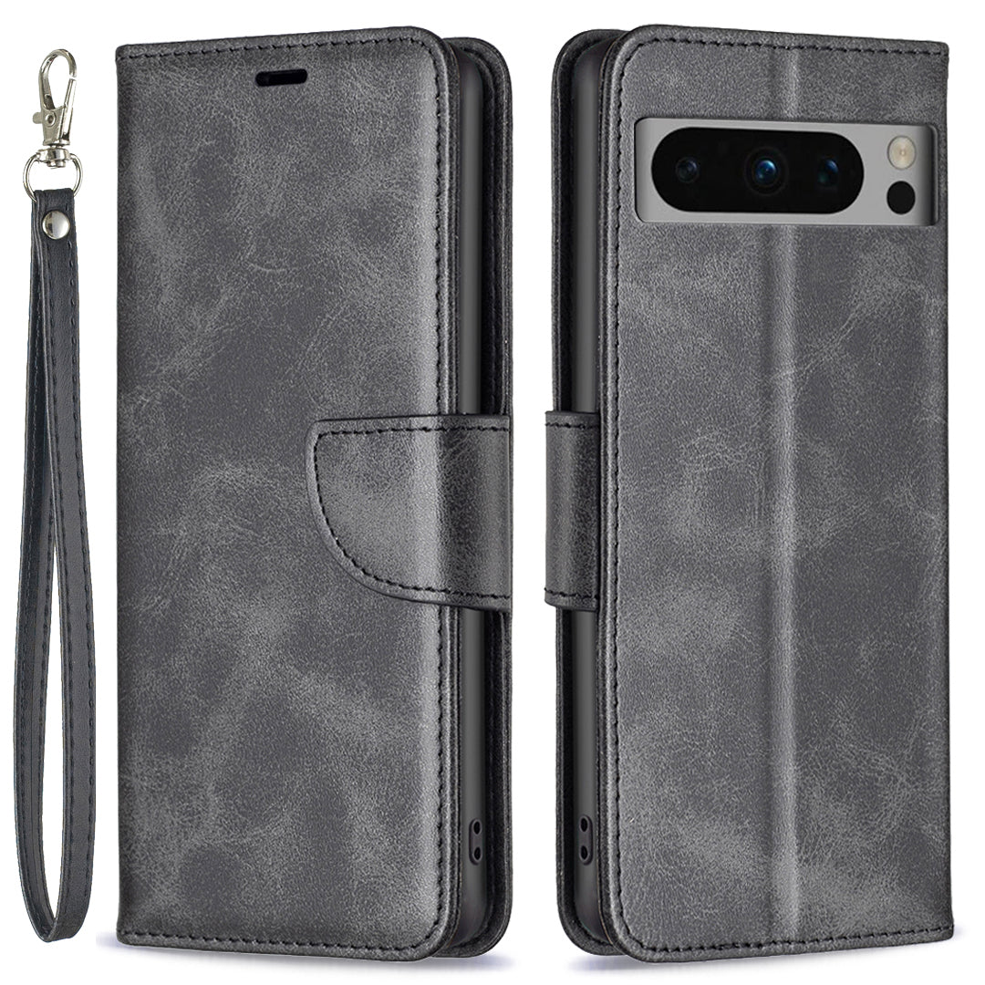 PU Leather Phone Cover For Google Pixel 8 Pro , Stand Phone Case Solid Color Wallet Textured Drop-proof Shell