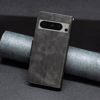 PU Leather Phone Cover For Google Pixel 8 Pro , Stand Phone Case Solid Color Wallet Textured Drop-proof Shell