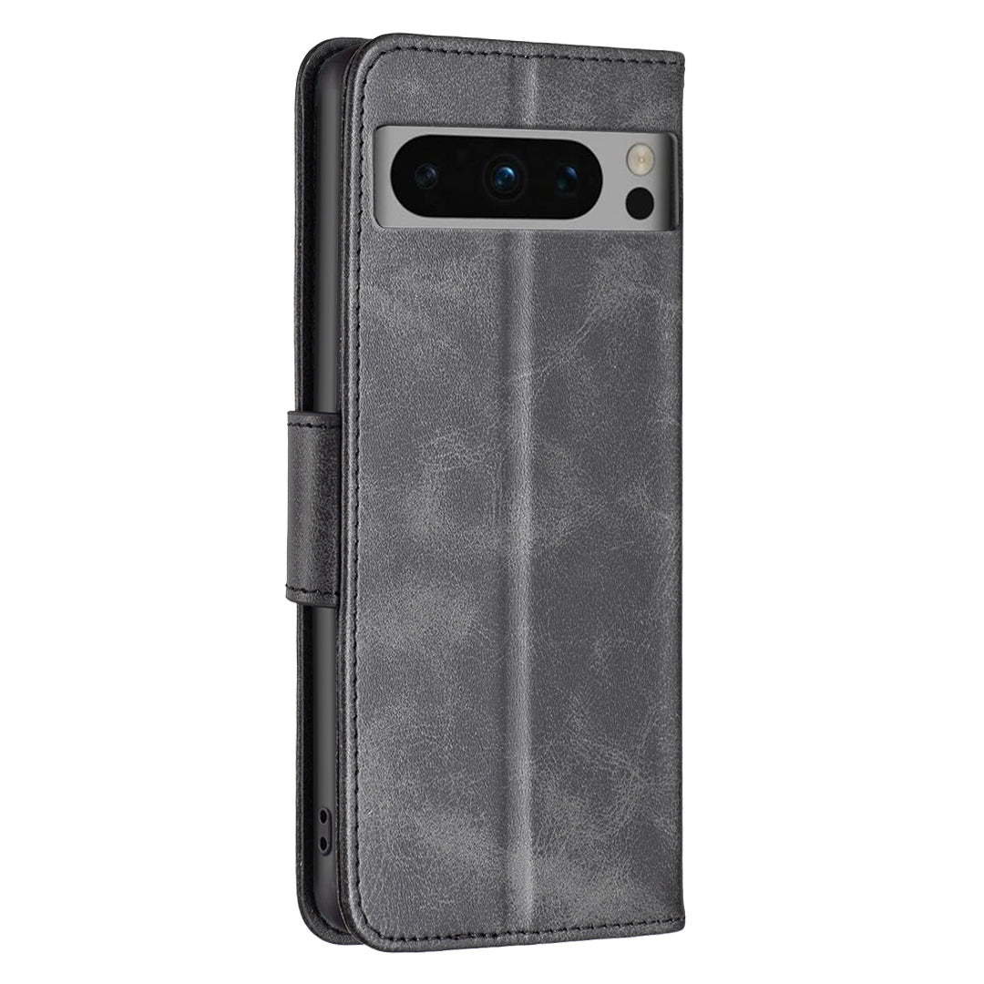 PU Leather Phone Cover For Google Pixel 8 Pro , Stand Phone Case Solid Color Wallet Textured Drop-proof Shell