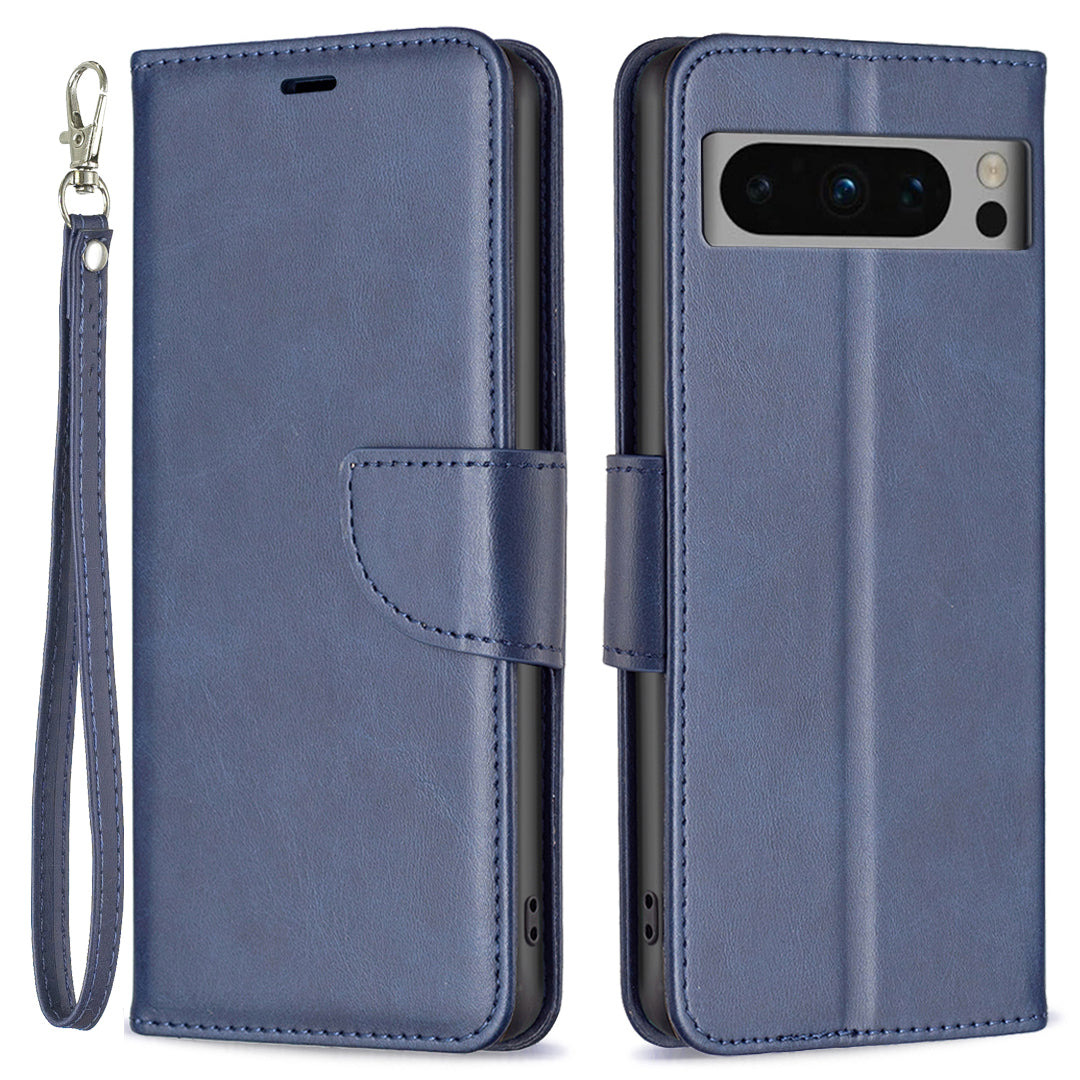 PU Leather Phone Cover For Google Pixel 8 Pro , Stand Phone Case Solid Color Wallet Textured Drop-proof Shell