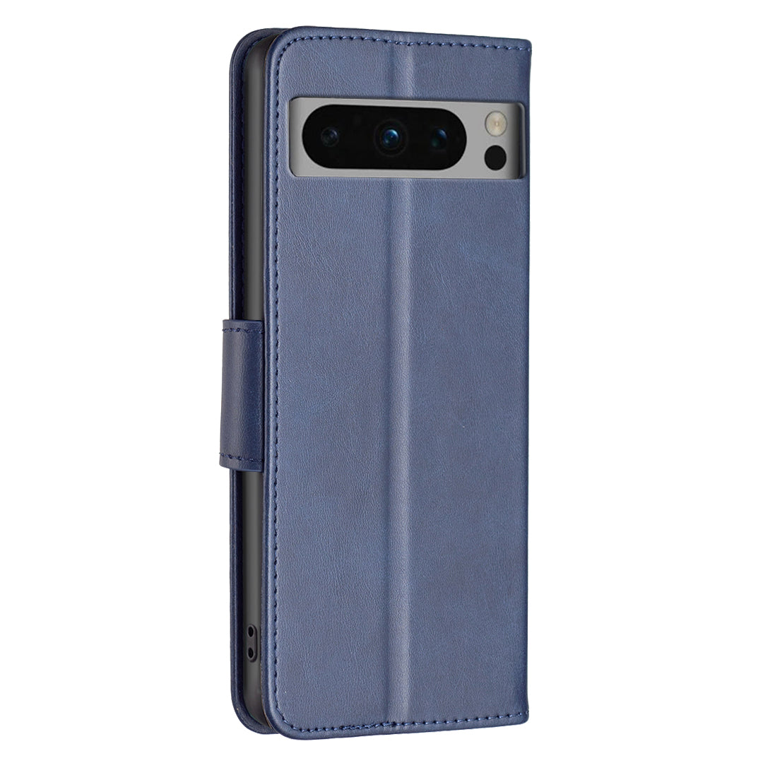 PU Leather Phone Cover For Google Pixel 8 Pro , Stand Phone Case Solid Color Wallet Textured Drop-proof Shell