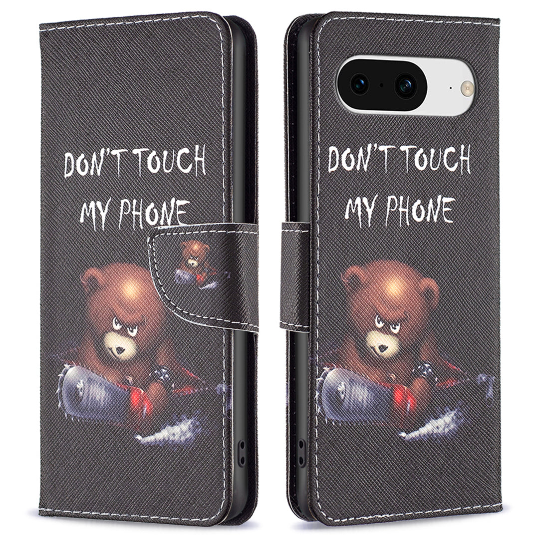 For Google Pixel 8 Pattern Printing Leather Wallet Phone Cover Flip Stand Protective Case