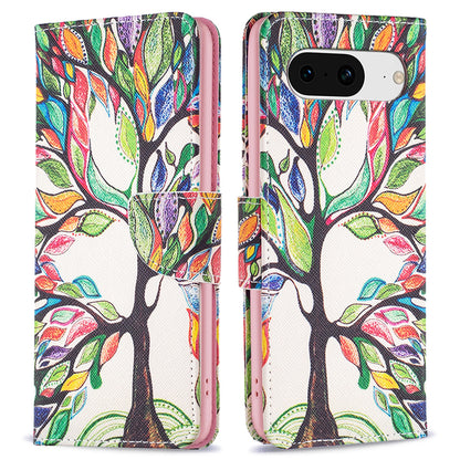 For Google Pixel 8 Pattern Printing Leather Wallet Phone Cover Flip Stand Protective Case