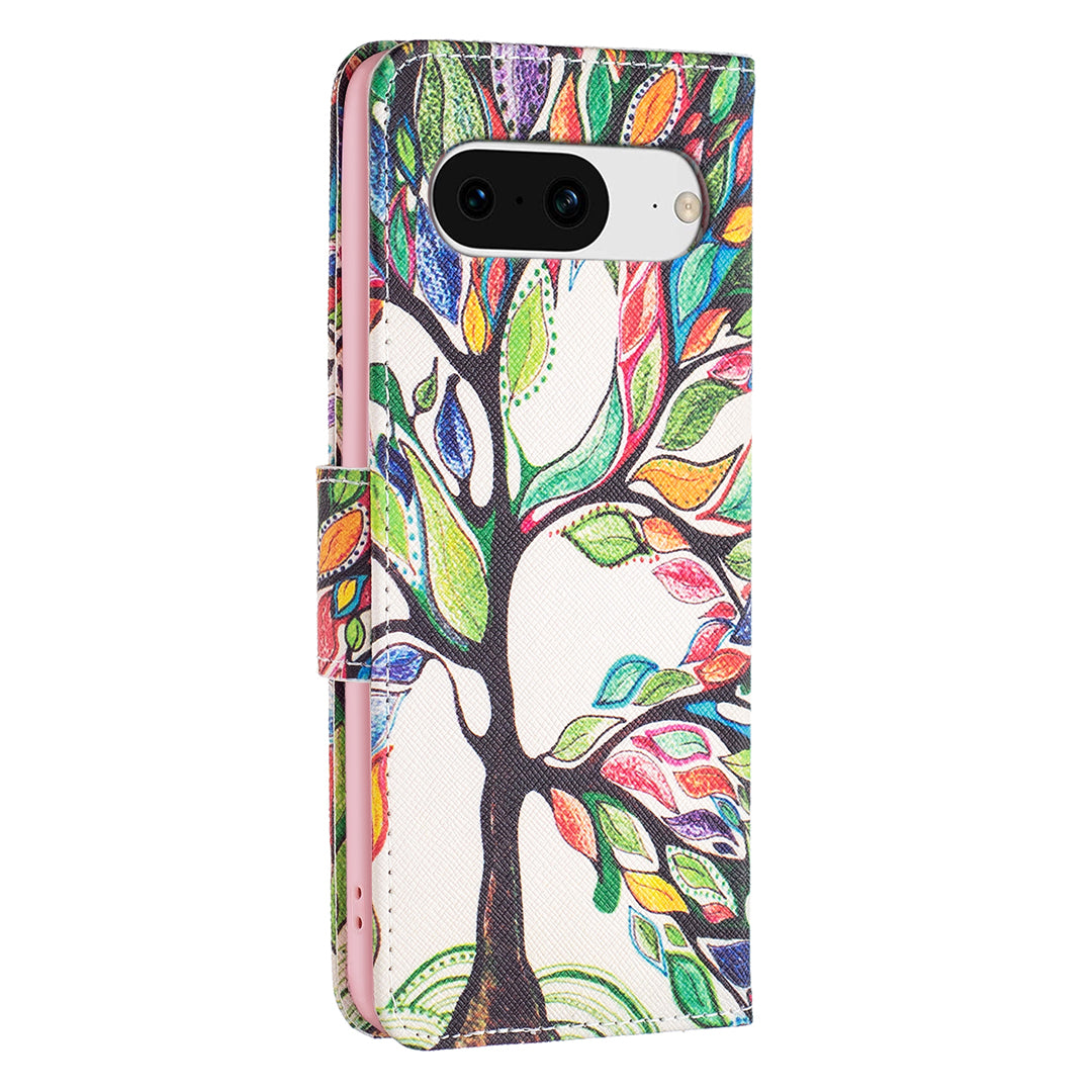 For Google Pixel 8 Pattern Printing Leather Wallet Phone Cover Flip Stand Protective Case